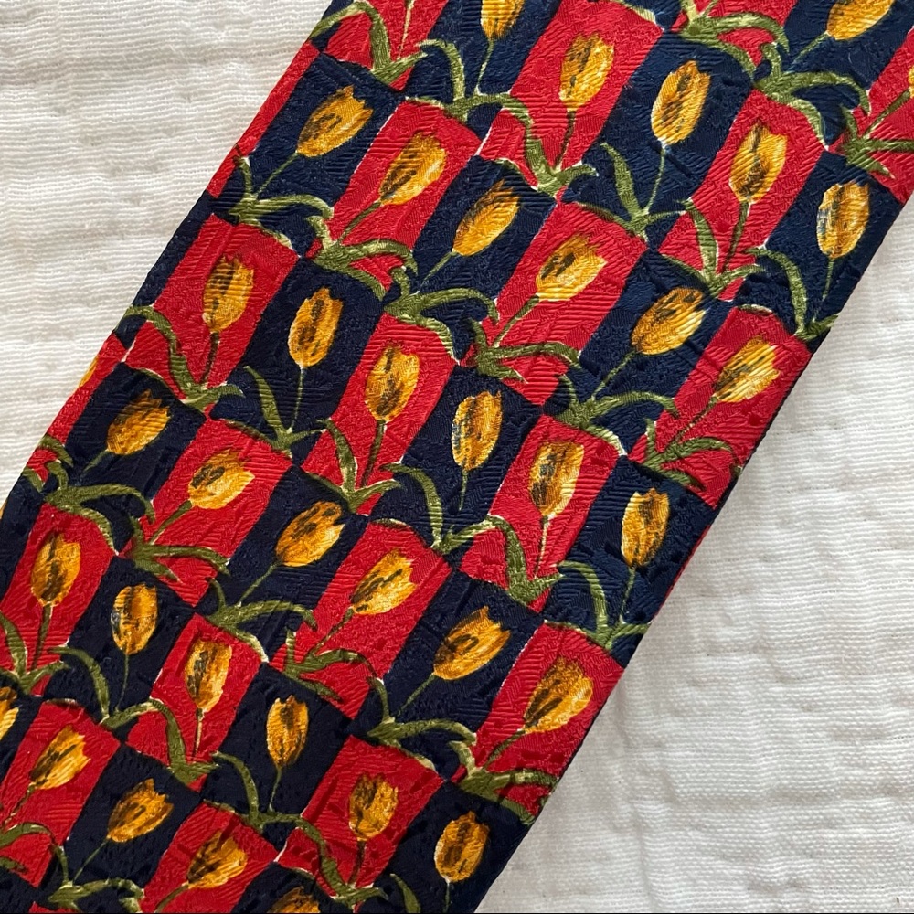 Ermenegildo Zegna Tulip Motif Tie Red Yellow Blue - image 6